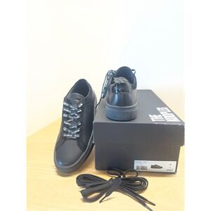 The Kooples Black Leather Vinyl Low Top Sneakers 39 UNISEX Luxe Designer NIB‎